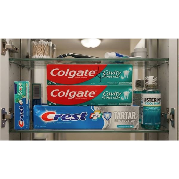 Lot of Assorted Toothpaste and Mouthwash