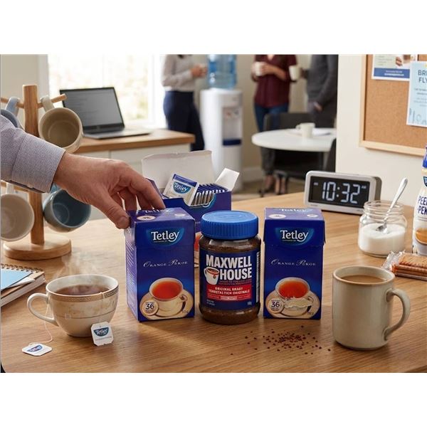 Tetley Orange Pekoe Tea 2x36 Sachets and Maxwell House Instant Coffee 150g
