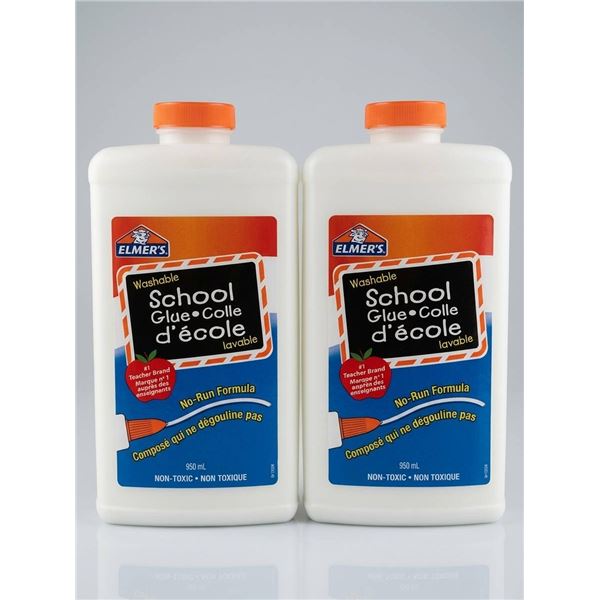 Elmer's 950ml Washable School Glue, 2 Bottles