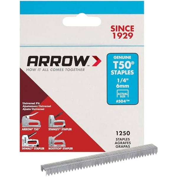 Arrow T50 Genuine Staples 1/4" (6mm), 6 Boxes