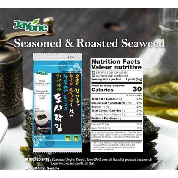 Jayone Seasoned and Roasted Seaweed 36 Packs x 5g