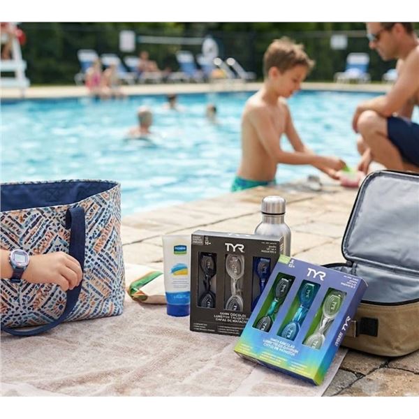 TYR Swim Goggles 2 Sets, Adult and Junior 3 Per Pack