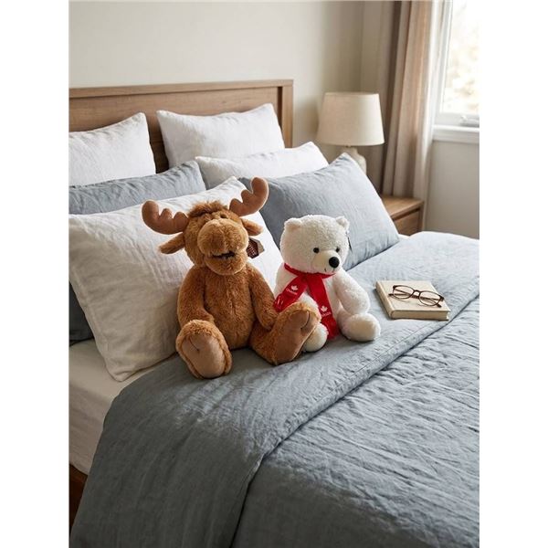 Plush Moose and Canada White Bear Toys