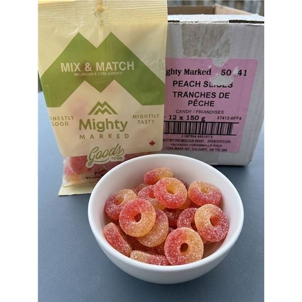 Mighty Marked Peach Slices Candy, 12 x 150g