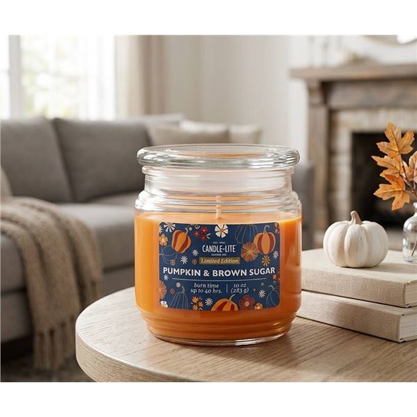 Candle-lite 10oz Pumpkin & Brown Sugar Candle Lot of 4 x 283g