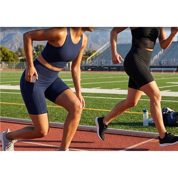 2 pc Mondetta High-Rise Active Shorts S/P Black And Blue