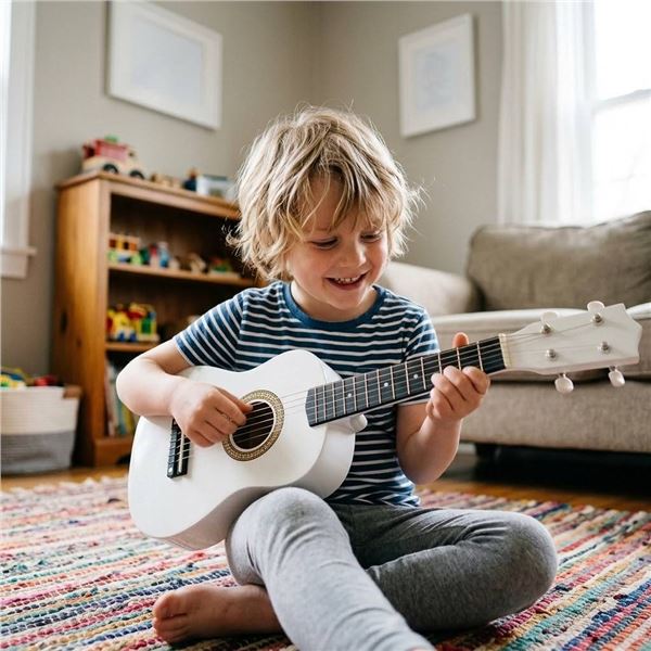 21-Inch White Acoustic Guitar for Children