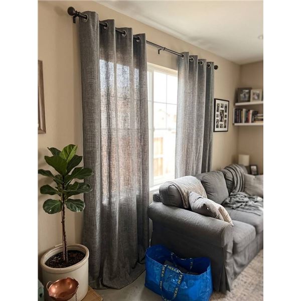 Gray Curtains with Grommets, Set of 2