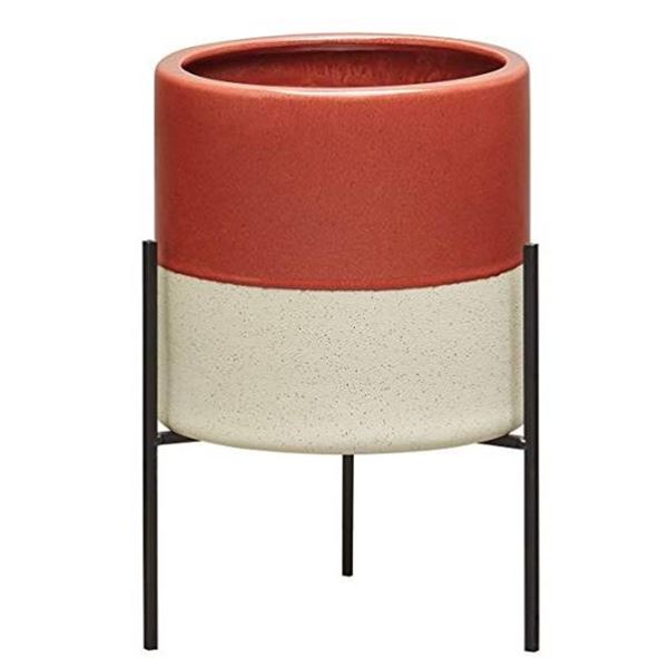 Rivet Mid-Century Ceramic Planter with Stand