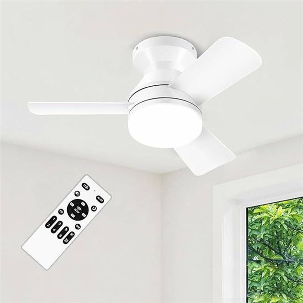 White Ceiling Fan with Light KT8289D-500