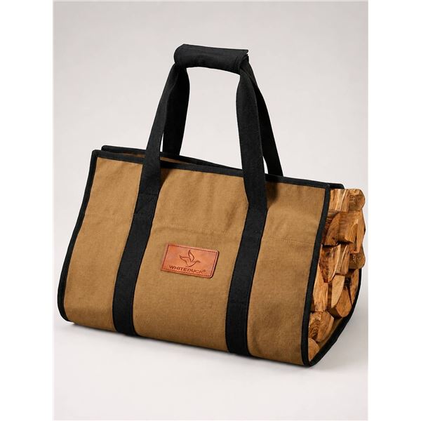 White Duck Canvas Firewood Log Carrier, Olive, 39"x 18"