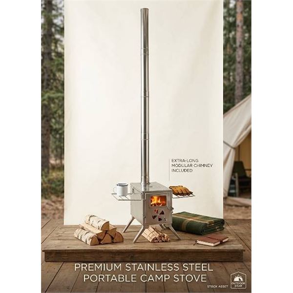 Stainless Steel Wood Burner Stove with Chimney