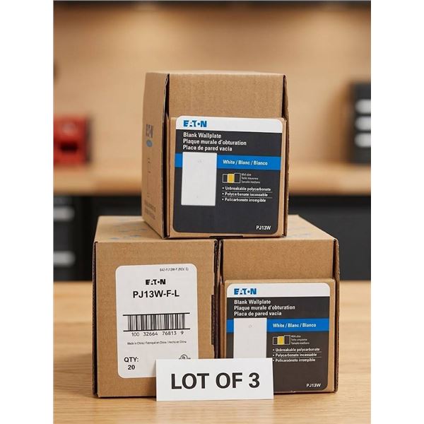 Eaton PJ13W Blank Wallplate Lot of 3