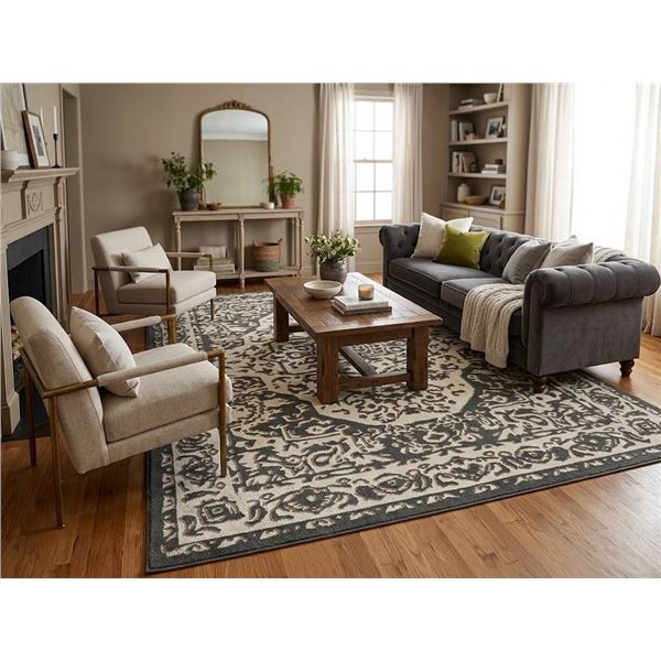 Area Rug 117" x 94" Neutral Pattern