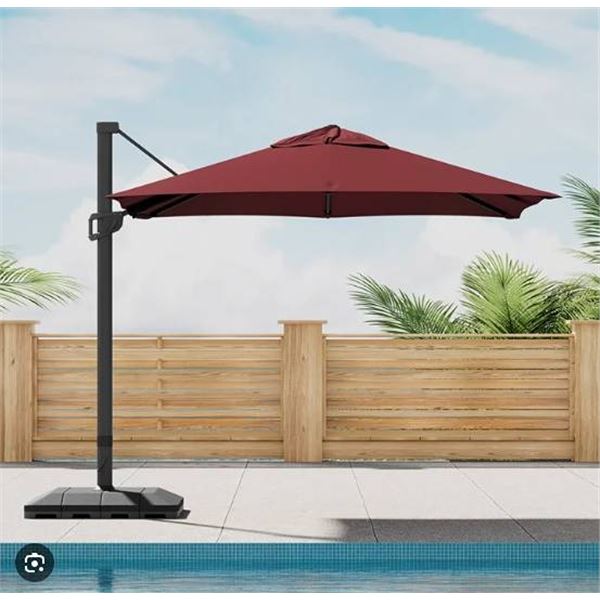 Sirio Red 4 m x 3 m (13ft. x 10ft.) Patio Cantilever Umbrella - Weighted Base not Included
