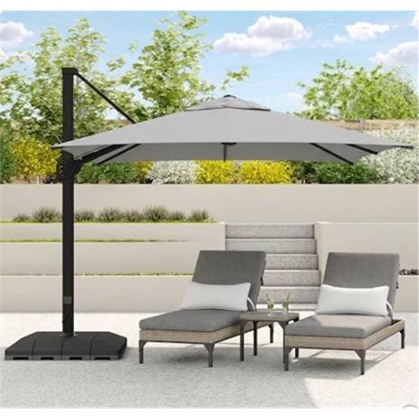 Sirio Grey 4 m x 3 m (13ft. x 10ft.) Patio Cantilever Umbrella - Weighted Base not Included