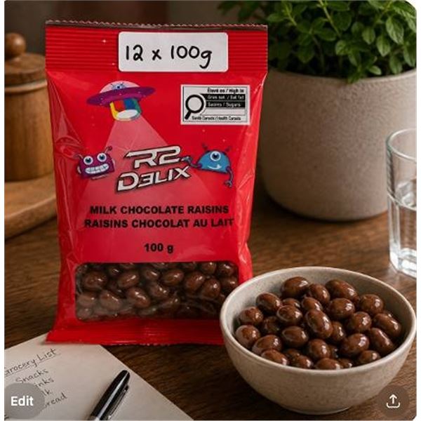 R2 Delix Milk Chocolate Raisins 12 x 100g