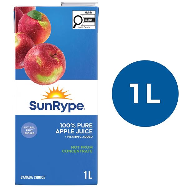 SunRype 100% Pure Apple Juice 12 x 1L