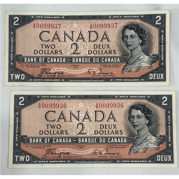 2 - 1954 CAD Two Dollar Bills