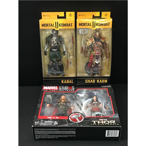 LOT OF 4 ACTION FIGURES IN ORIGINAL PACKAGING - MORTAL KOMBAT II & MARVEL