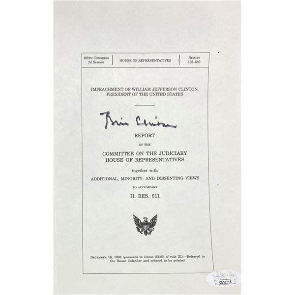 BILL CLINTON SIGNED IMPEACHMENT LETTER - JSA COA