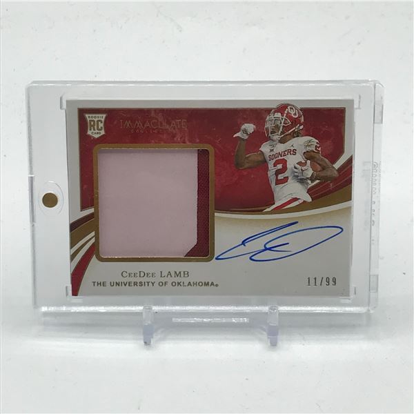 2020 PANINI IMMACULATE COLLECTION COLLEGIATE CEEDEE LAMB SIGNED PATCH ROOKIE TRADING CARD 11/99