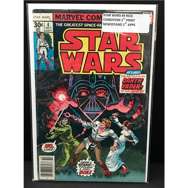 STAR WARS #4 1ST PRINT NEWSSTAND EDITION WITH 1ST APPS - MARVEL COMICS
