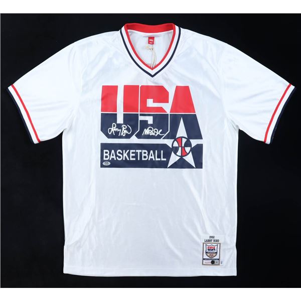 LARRY BIRD AND MAGIC JOHNSON SIGNED USA BASKETBALL JERSEY - PSA COA