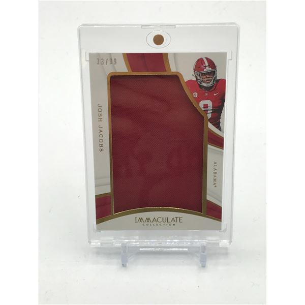 2019 PANINI IMMACULATE COLLECTION COLLEGIATE JOSH JACOBS PATCH TRADING CARD 33/99