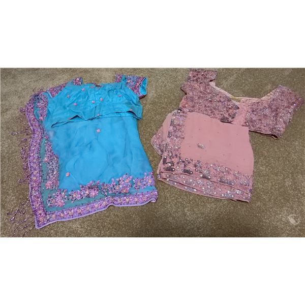 Two Traditional Indian Sarees by Taniya Khanuja and Teja's