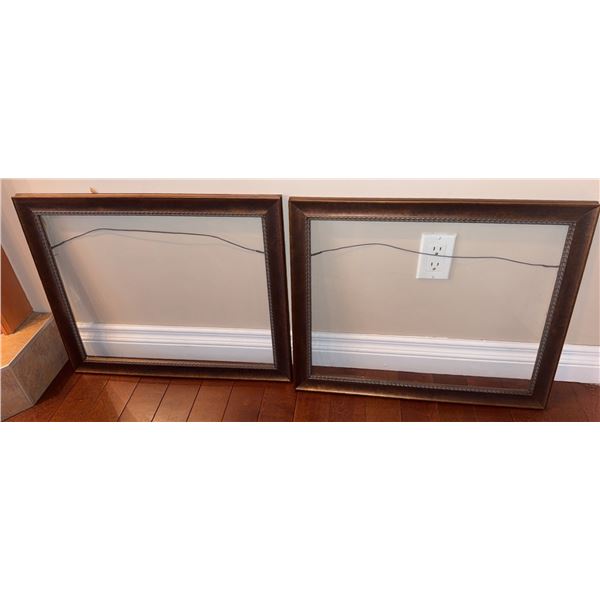 2 Wooden Picture Frames with Glass and Hanging Wire