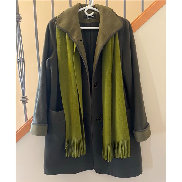 Me Jay Wool and Cashmere Coat Set with Scarf and Gloves, Size 8