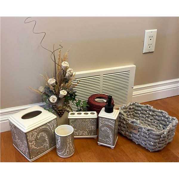 Nautica Aarondale 4-Piece Ceramic Bath Set with Decor and UGG Basket