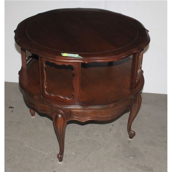 SOLID WOOD ROUND ANTIQUE SIDE TABLE