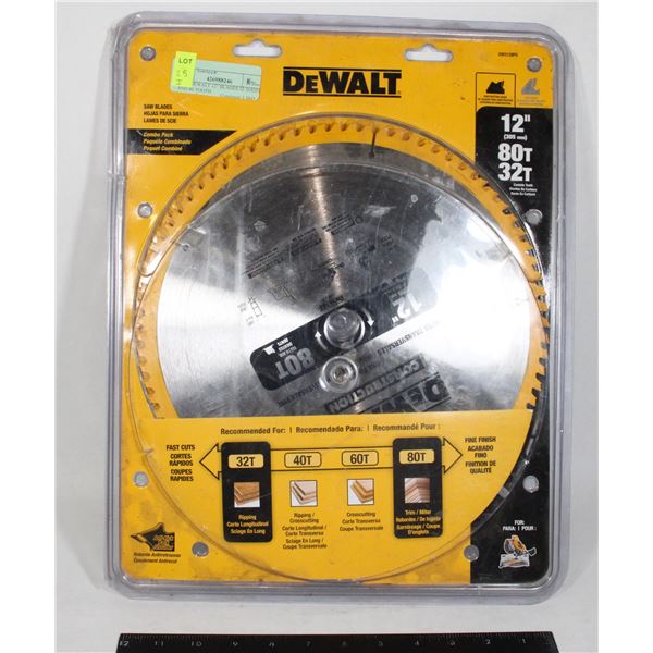 TWO DEWALT 12" BLADES 32 TOOTH AND 80 TOOTH