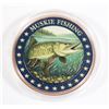 Image 2 : 1 OZ MUSKIE FISHING COLOURED COPPER ROUND IN