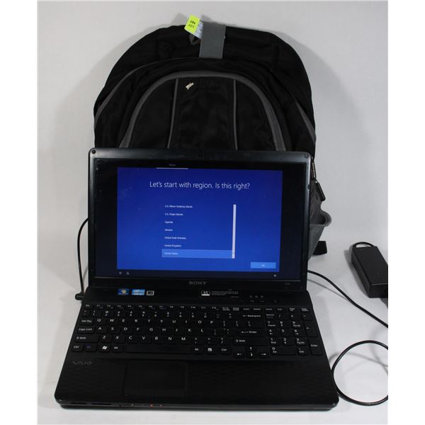 SONY VAIO WINDOWS 7 LAPTOP WITH CHARGER AND BAG