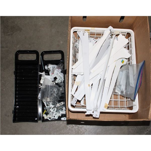 BOX OF SHELVING PARTS AND PIECES