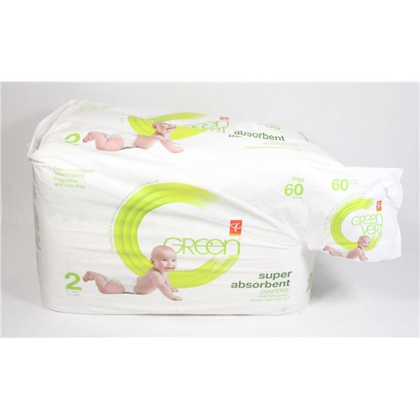 GREEN VERT MEGA 60 DIAPERS