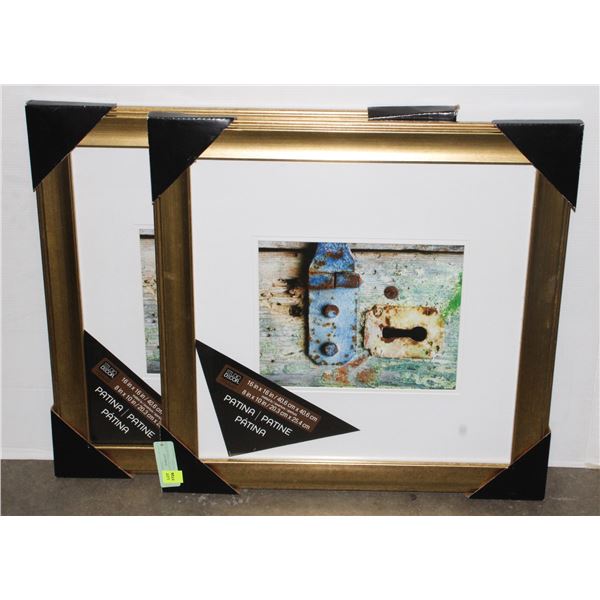 TWO NEW 16" X 16" BRASS COLOUR PICTURE FRAMES