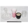Image 1 : ASSORTED GLASS FLOWER VASES, CERAMIC POT