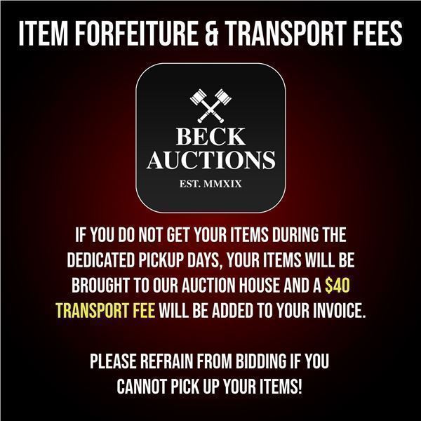 Item Forfeiture & Transport, Shipping, Delivery Fees & Conditions