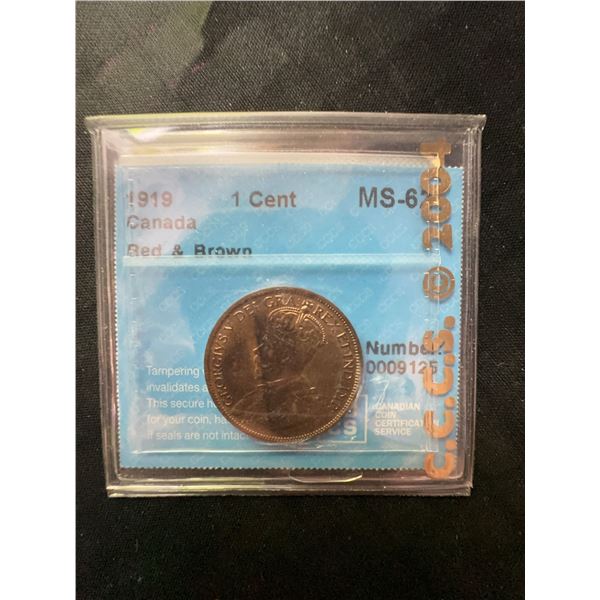 1919 Canada One Cent ICCS MS-62 Red & Brown