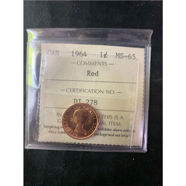 1964 Canada 1 Cent ICCS MS-65 Red Certified Coin