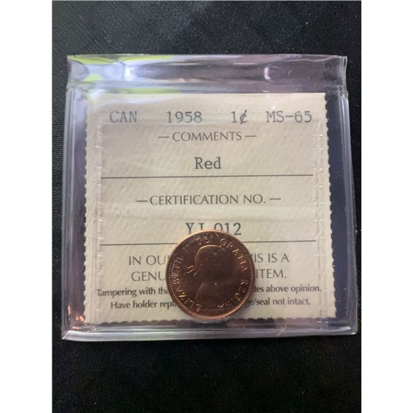 1958 Canadian 1 Cent ICCS MS-65 Red YJ 012