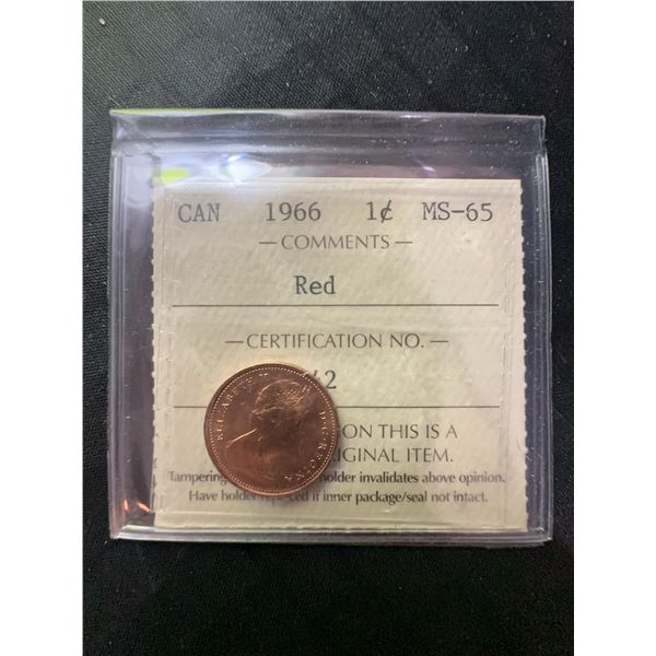 1966 Canada 1 Cent ICCS MS-65 Red