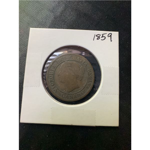 1859 Canadian One Cent Coin Queen Victoria