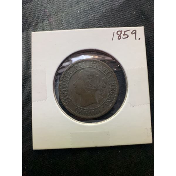 1859 Canada One Cent Coin Queen Victoria