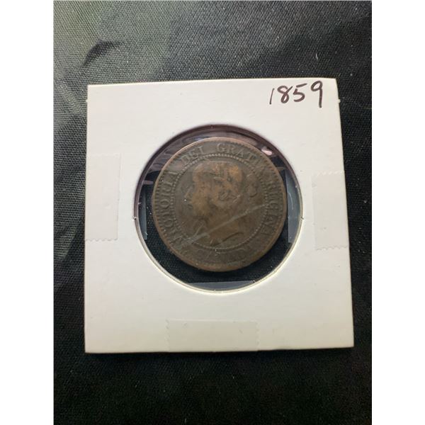 1859 Canadian Large Cent Coin Featuring Queen Victoria