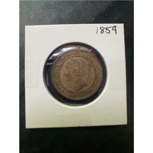 1859 Province of Canada One Cent Coin - Victoria